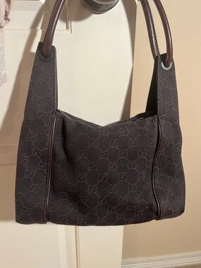 Gucci Brown-Black Monogram Shoulder Bag